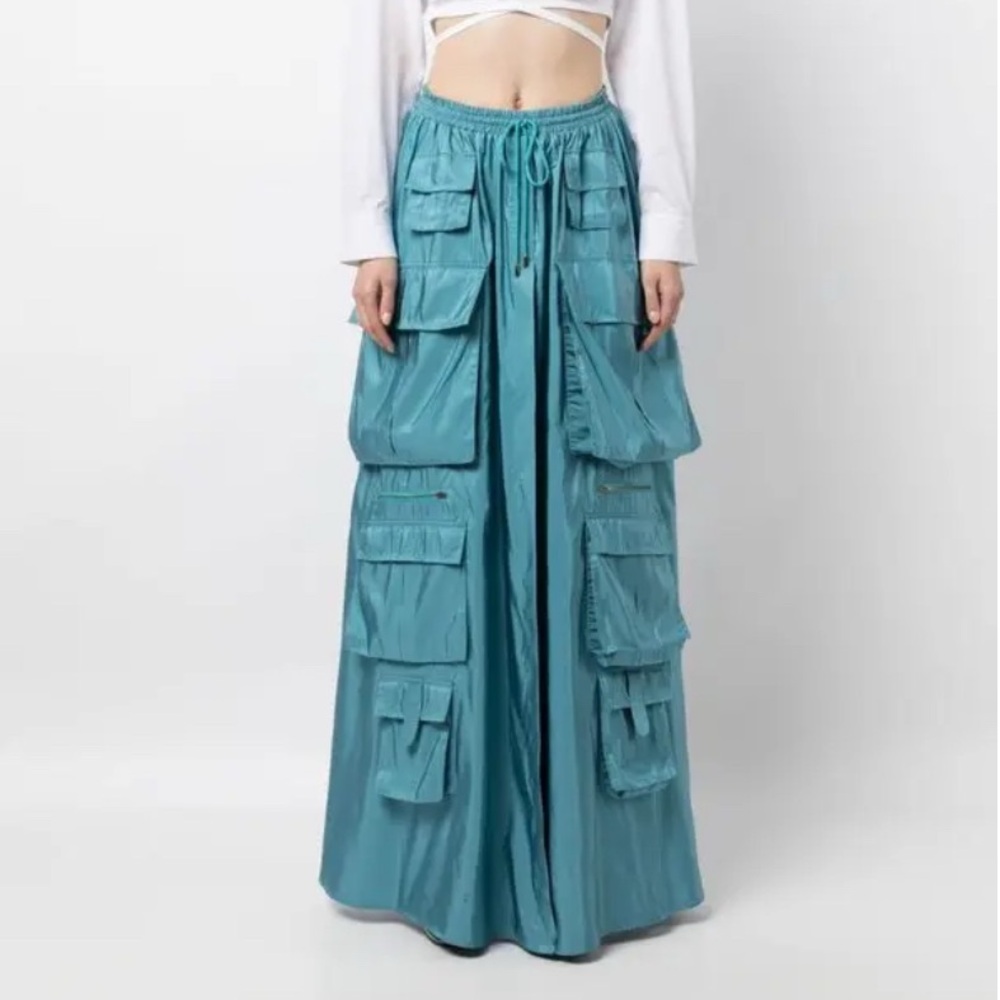 Cynthia Rowley Teal Taffeta Cargo Skirt M. NWT - Picture 2 of 13